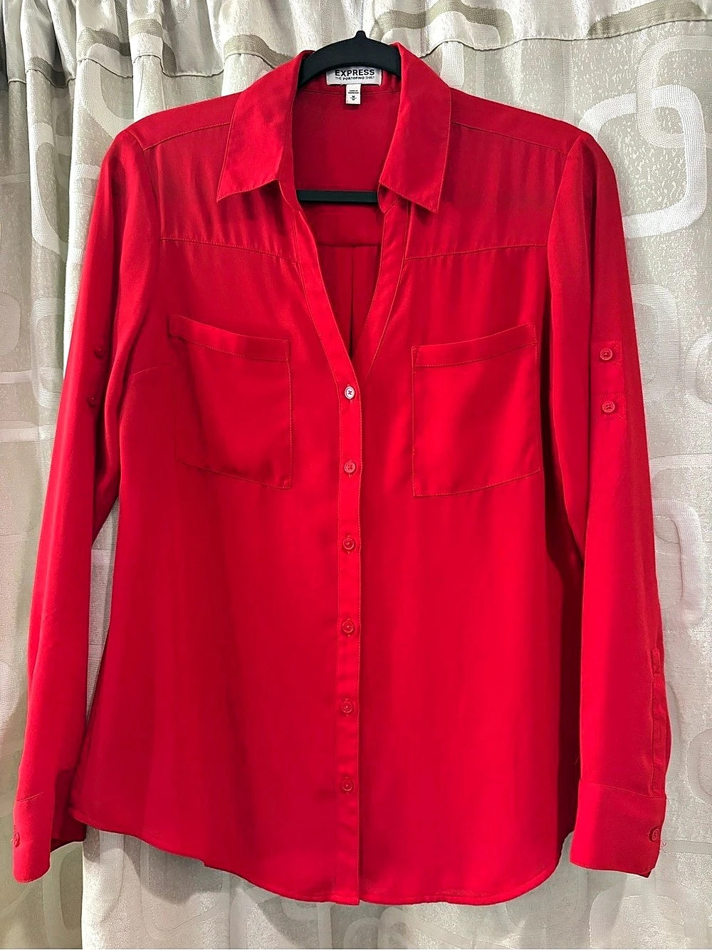 Express The Portofino Shirt Button Down Shirt in Red Size Medium